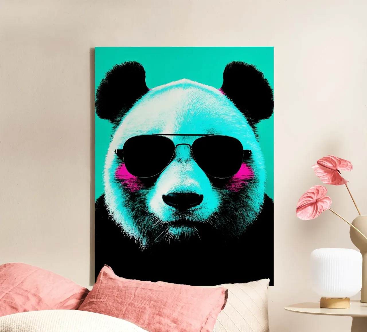 Panda in occhiali - Pop Art tela con Cornice a cassetta da ColorCrash Gallery