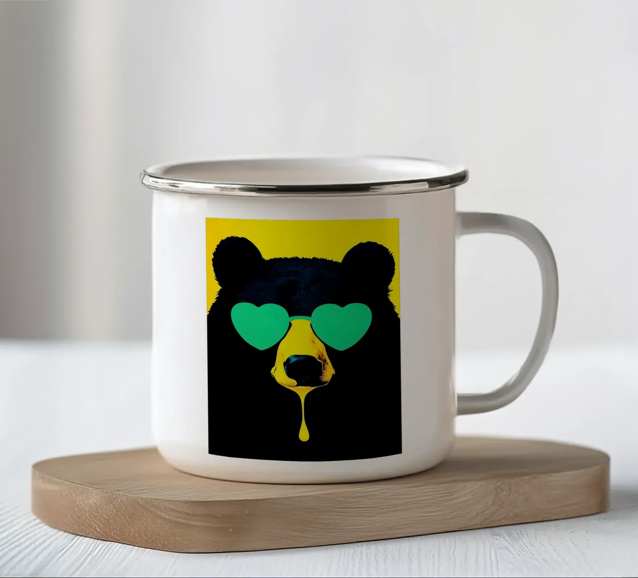 Occhiali Bear In Love - Pop Art tazza in smalto da ColorCrash Gallery