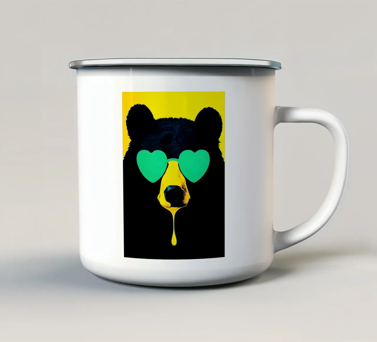 Occhiali Bear In Love - Pop Art tazza in smalto da ColorCrash Gallery