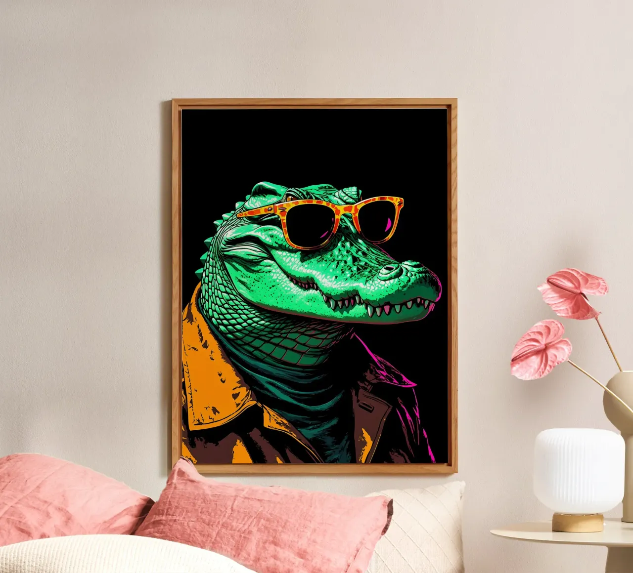 Coccodrillo con occhiali - Pop Art alluminio dibond da ColorCrash Gallery