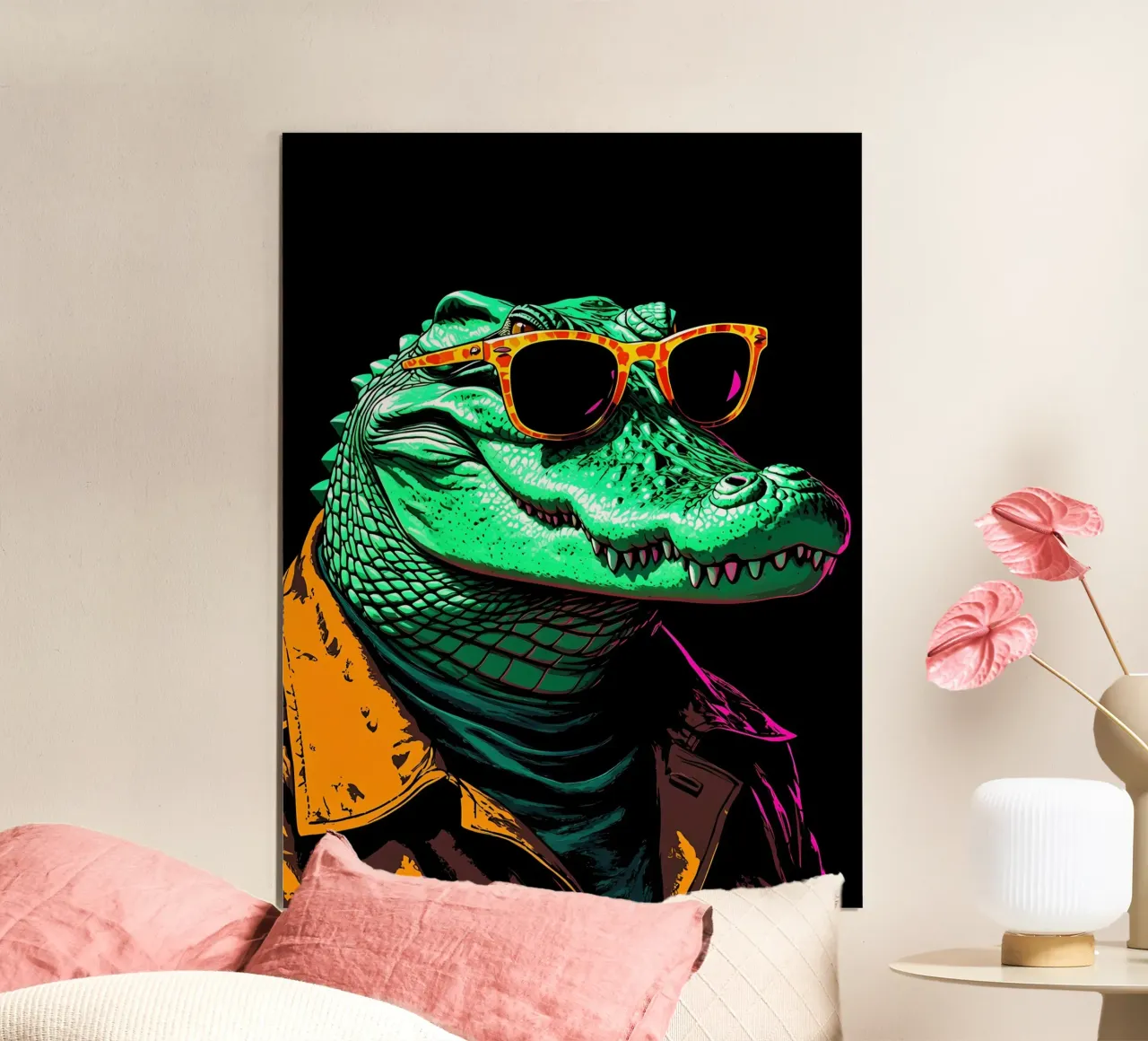 Coccodrillo con occhiali - Pop Art poster con telaio in plastica da ColorCrash Gallery