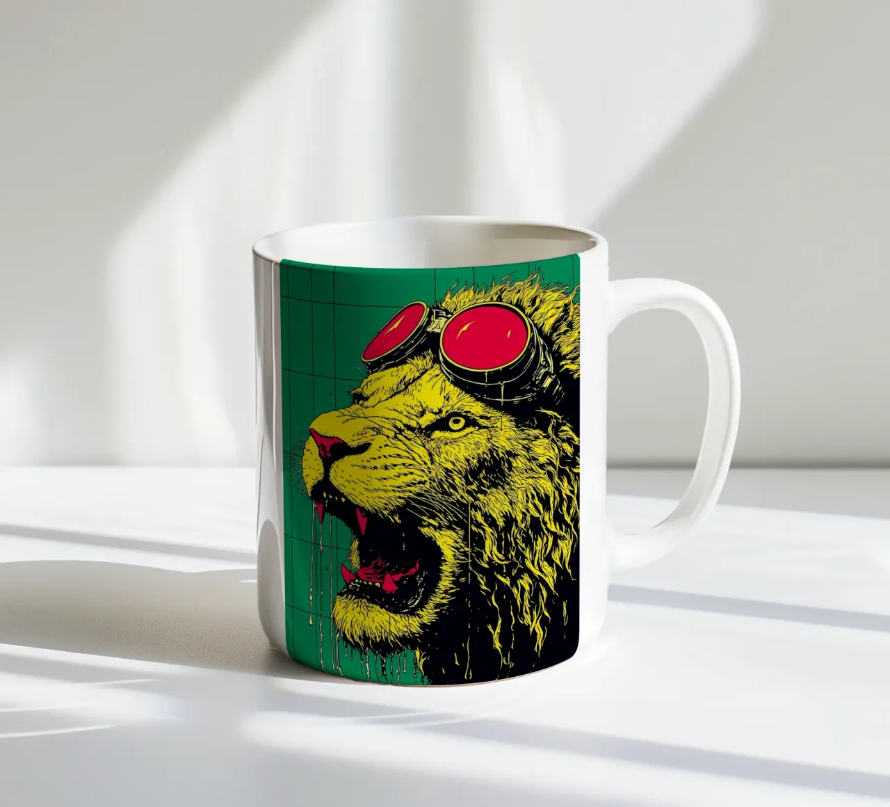 Leone con gli occhiali - Pop Art tazza in ceramica da ColorCrash Gallery