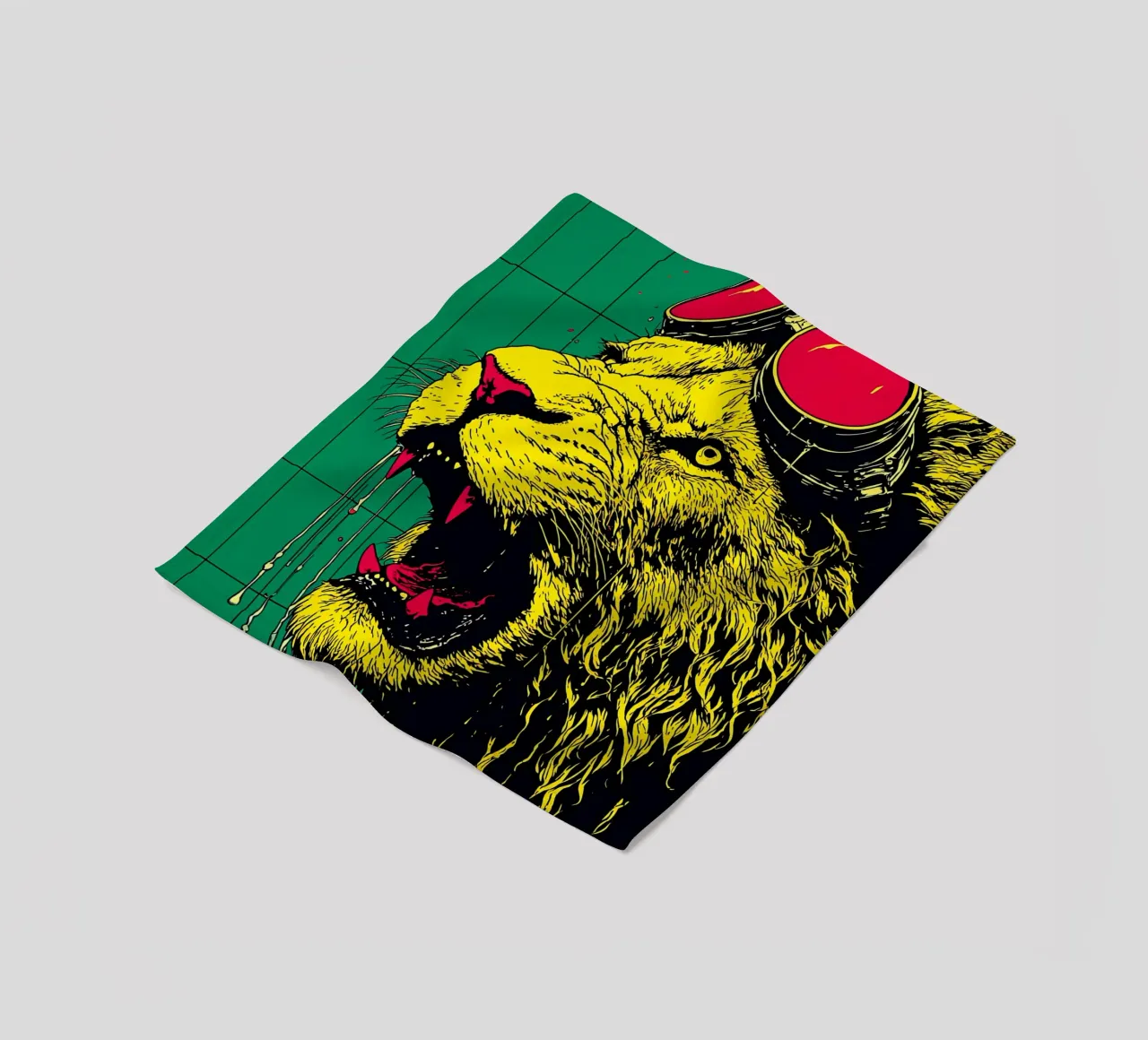 Lion In Goggles - Pop Art fleece blanket by ColorCrash Gallery