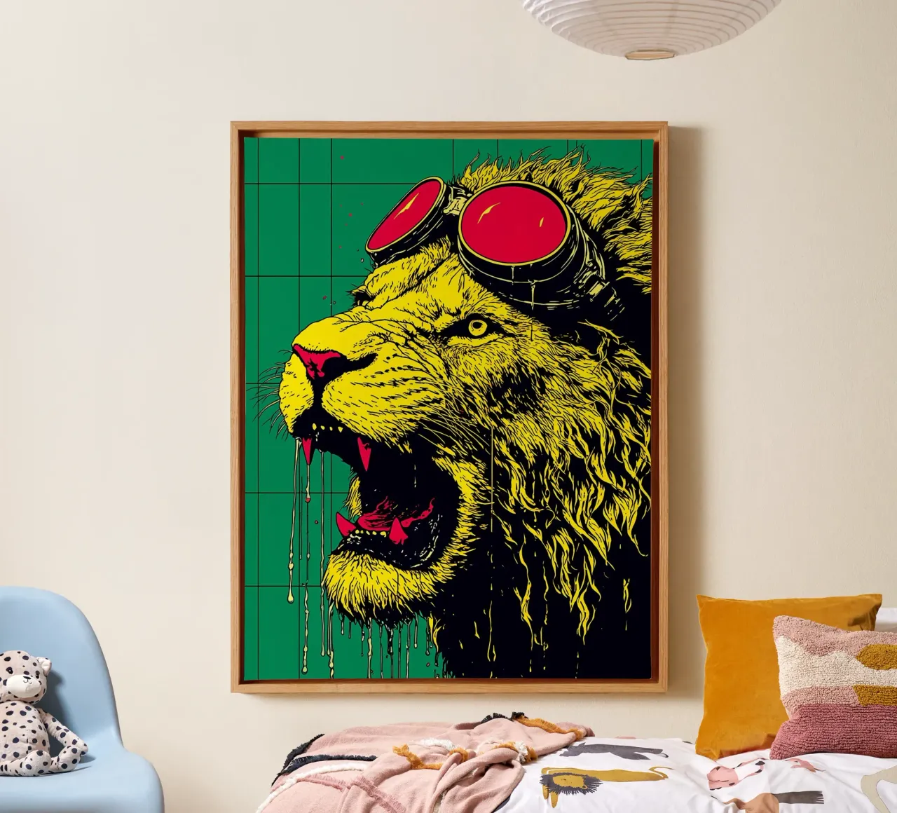 Lion In Goggles - Pop Art canvas by ColorCrash Gallery
