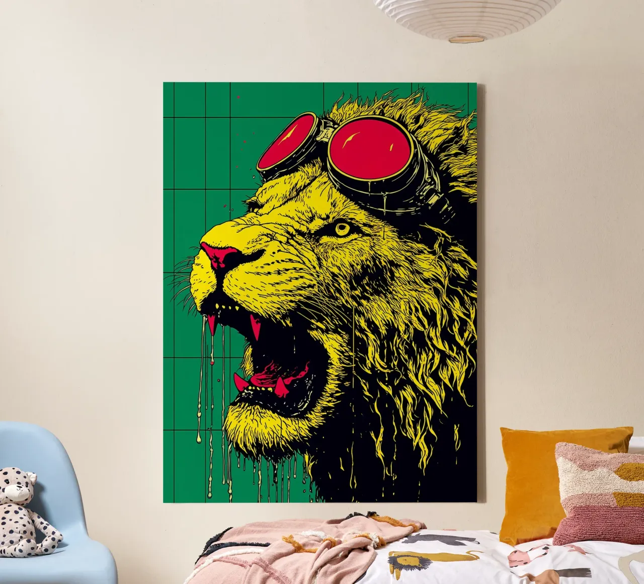 Lion In Goggles - Pop Art canvas by ColorCrash Gallery