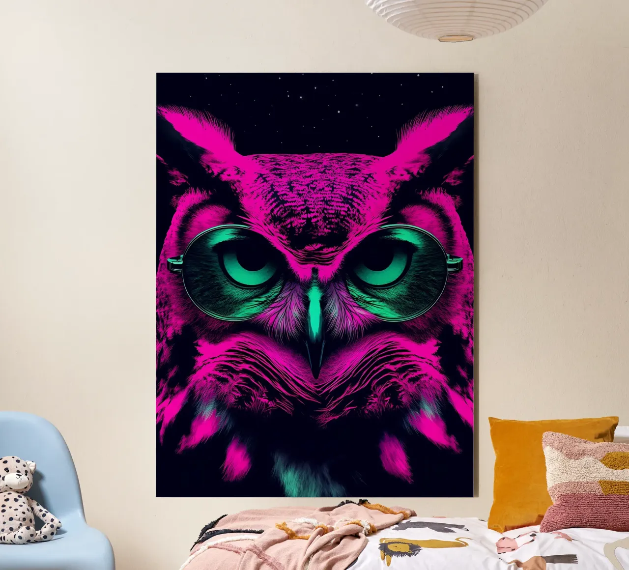 Gufo con occhiali - Pop Art alluminio dibond da ColorCrash Gallery