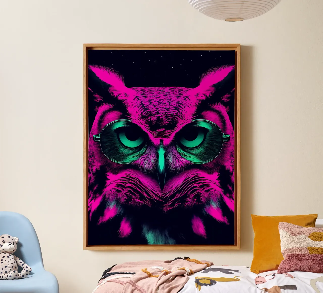 Gufo con occhiali - Pop Art tela con Cornice a cassetta da ColorCrash Gallery