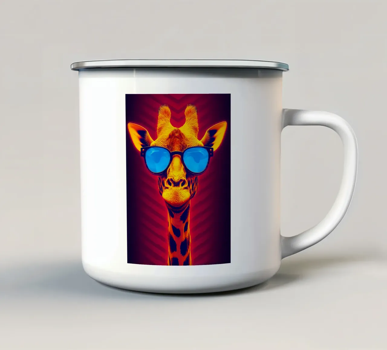 Giraffa in occhiali - Pop Art tazza in smalto da ColorCrash Gallery