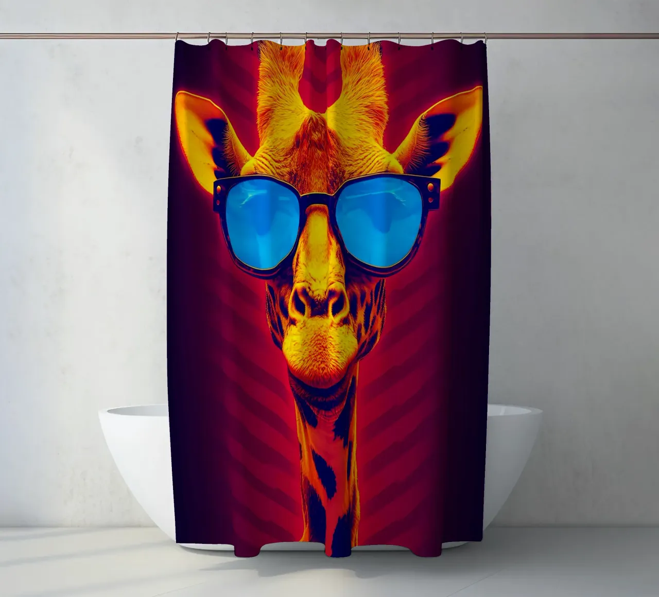Giraffa in occhiali - Pop Art tenda da doccia da ColorCrash Gallery