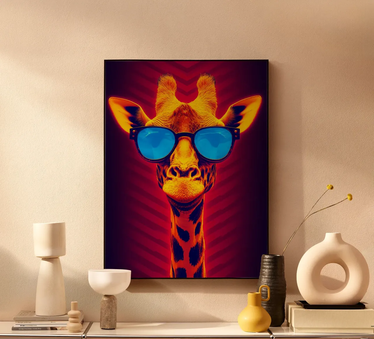 Giraffa in occhiali - Pop Art plexiglass da ColorCrash Gallery
