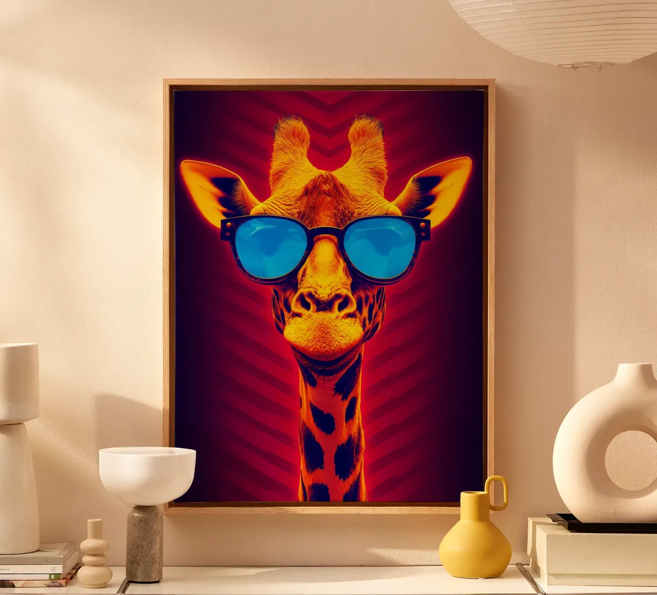 Giraffa in occhiali - Pop Art tela con Cornice a cassetta da ColorCrash Gallery