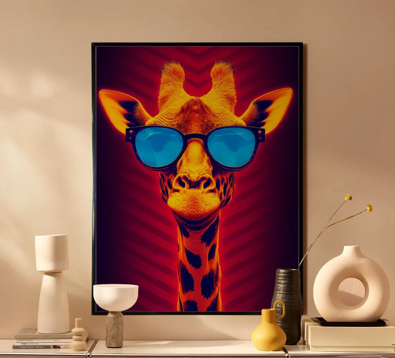 Giraffa in occhiali - Pop Art carta hahnemühle da ColorCrash Gallery