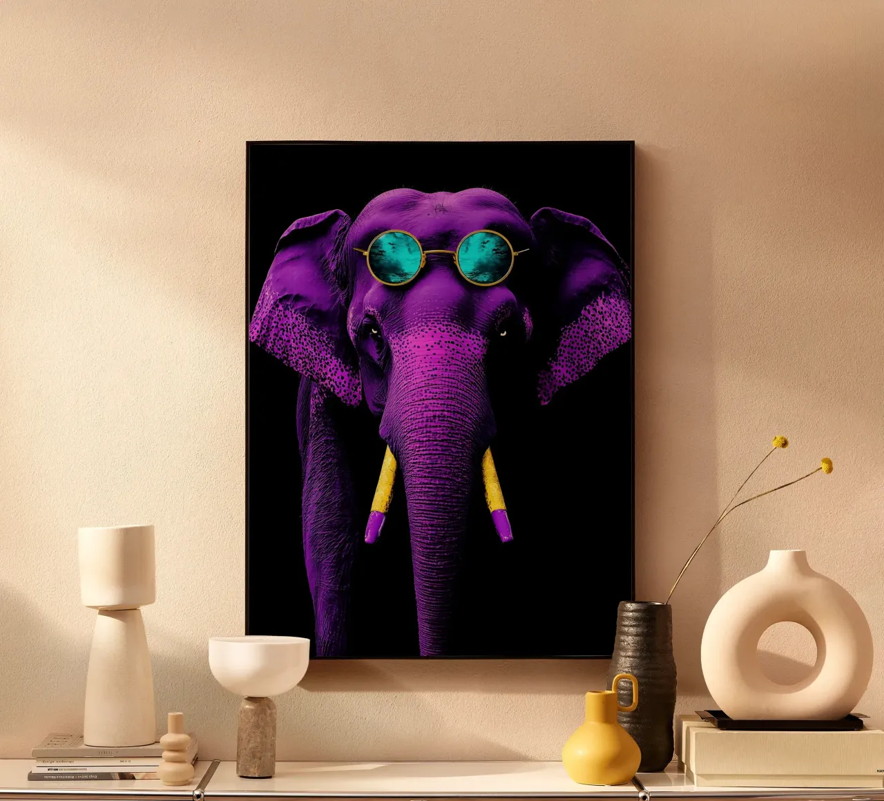 Elefante in occhiali - Pop Art alluminio dibond da ColorCrash Gallery