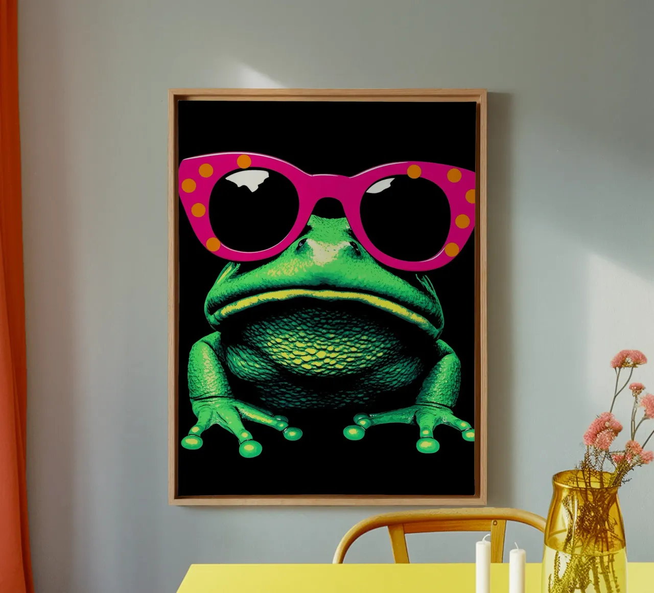 Rana con occhiali da sole - Pop Art tela con Cornice a cassetta da ColorCrash Gallery
