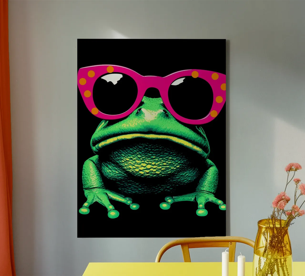 Rana con occhiali da sole - Pop Art tela con Cornice a cassetta da ColorCrash Gallery