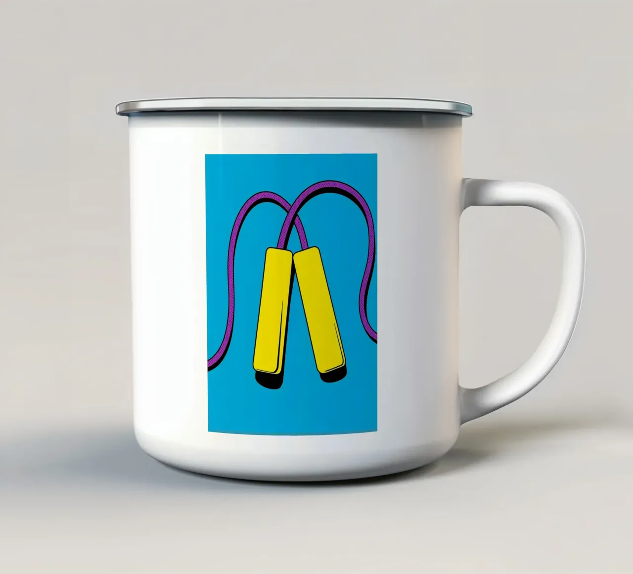 Salto della corda - Pop Art tazza in smalto da ColorCrash Gallery