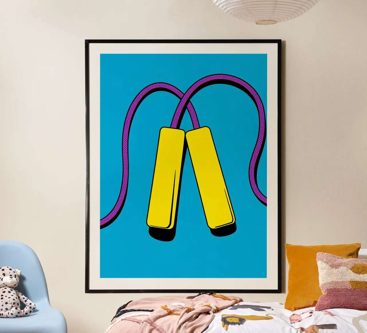 Salto della corda - Pop Art poster con telaio in plastica da ColorCrash Gallery