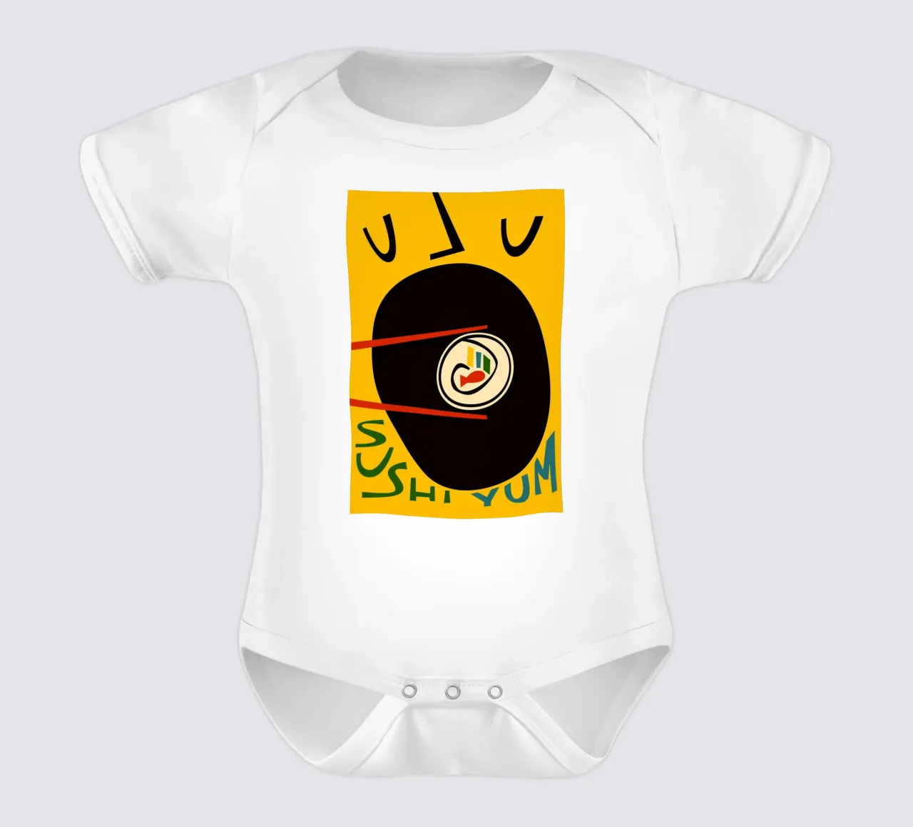 Gnam Sushi body neonato maniche corte da Fox & Velvet