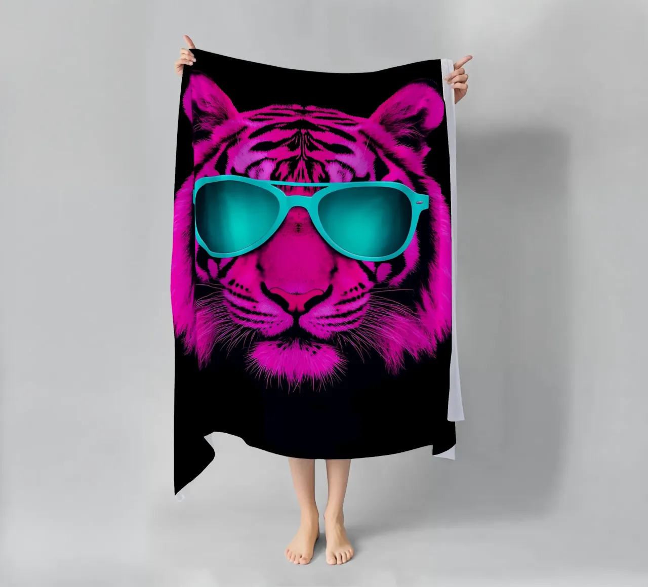 Tiger In Sunglasses - Pop Art beach towel by ColorCrash Gallery