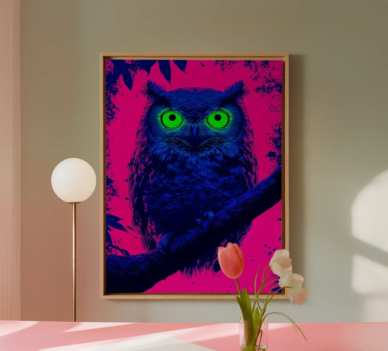 Gufo - Pop Art tela con Cornice a cassetta da ColorCrash Gallery