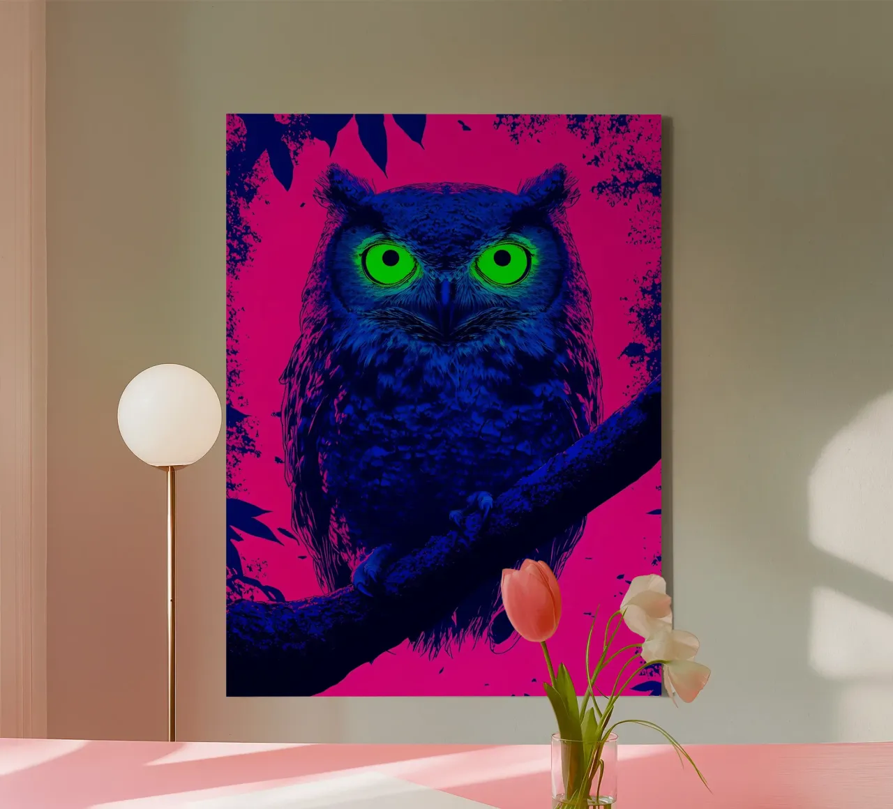 Gufo - Pop Art tela con Cornice a cassetta da ColorCrash Gallery
