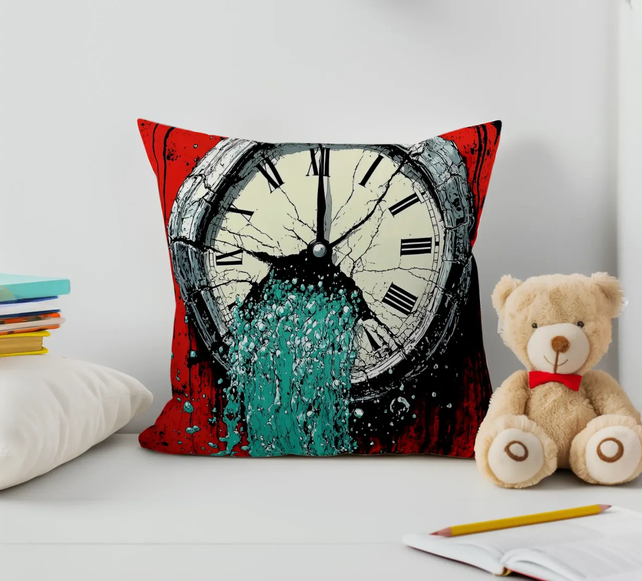 Acqua proveniente dall'orologio - Pop Art cuscino da ColorCrash Gallery