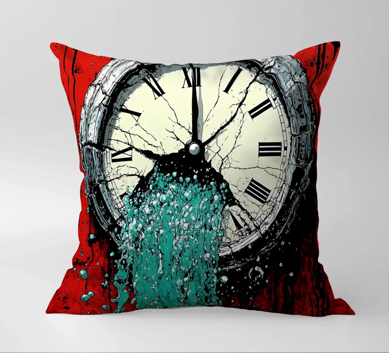 Acqua proveniente dall'orologio - Pop Art cuscino da ColorCrash Gallery