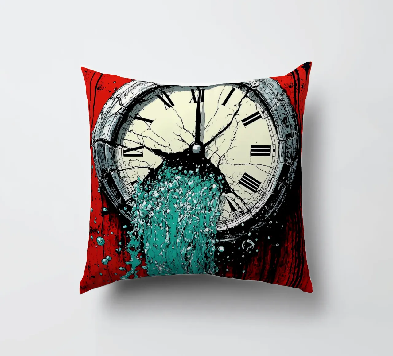 Acqua proveniente dall'orologio - Pop Art cuscino da ColorCrash Gallery