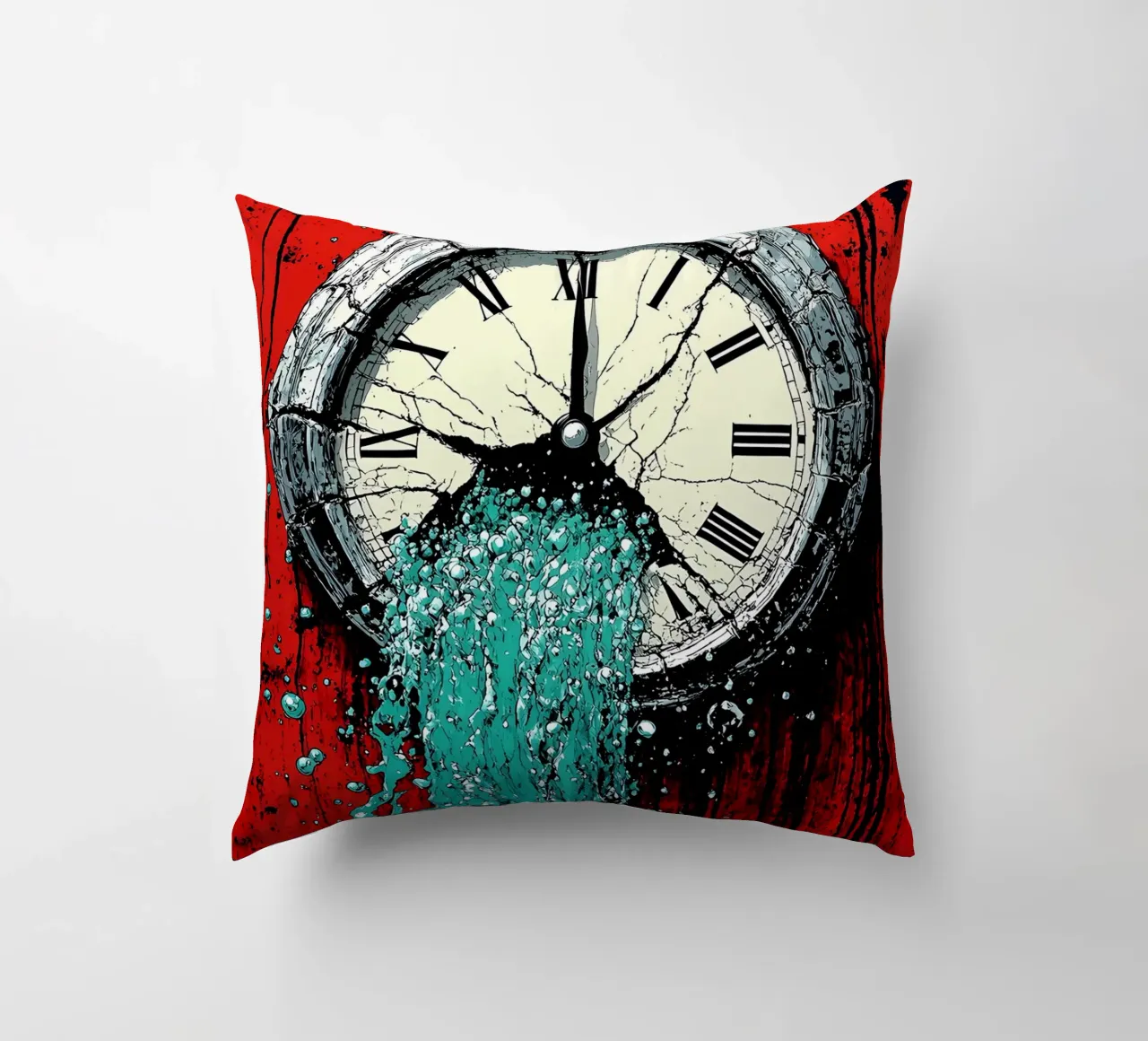 Acqua proveniente dall'orologio - Pop Art cuscino da ColorCrash Gallery