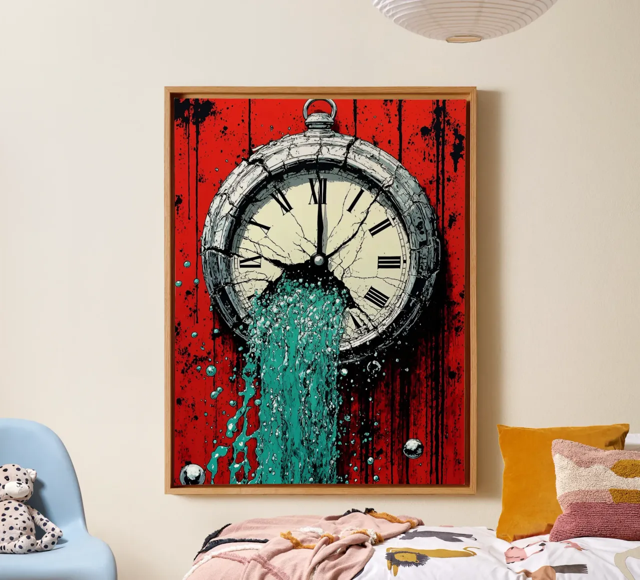 Water Coming From Clock - Pop Art canvas by ColorCrash Gallery