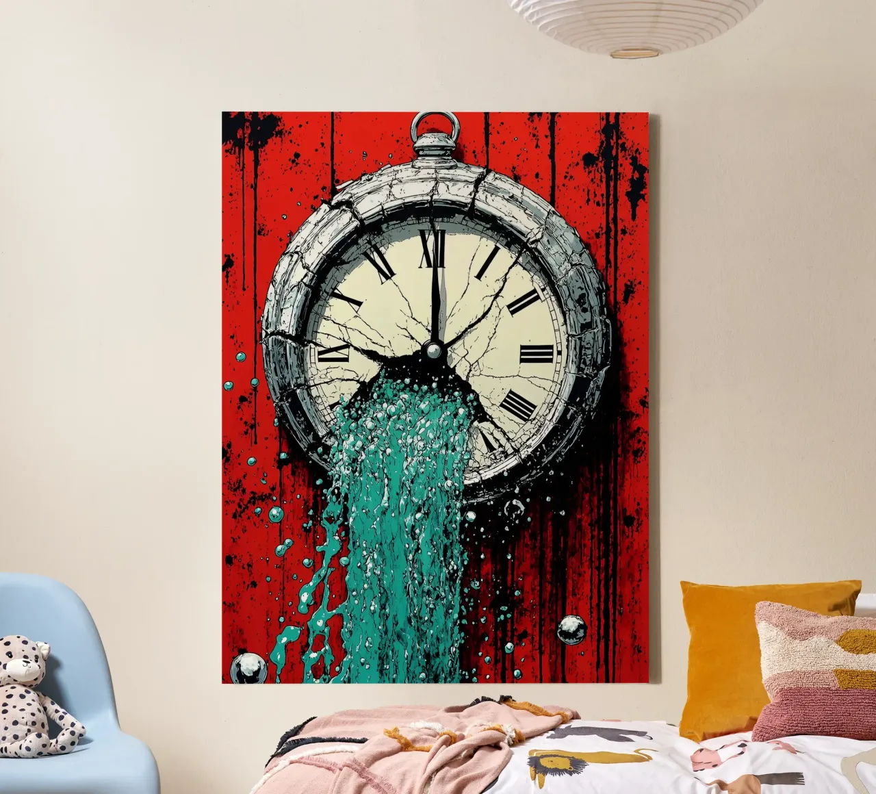 Water Coming From Clock - Pop Art canvas by ColorCrash Gallery