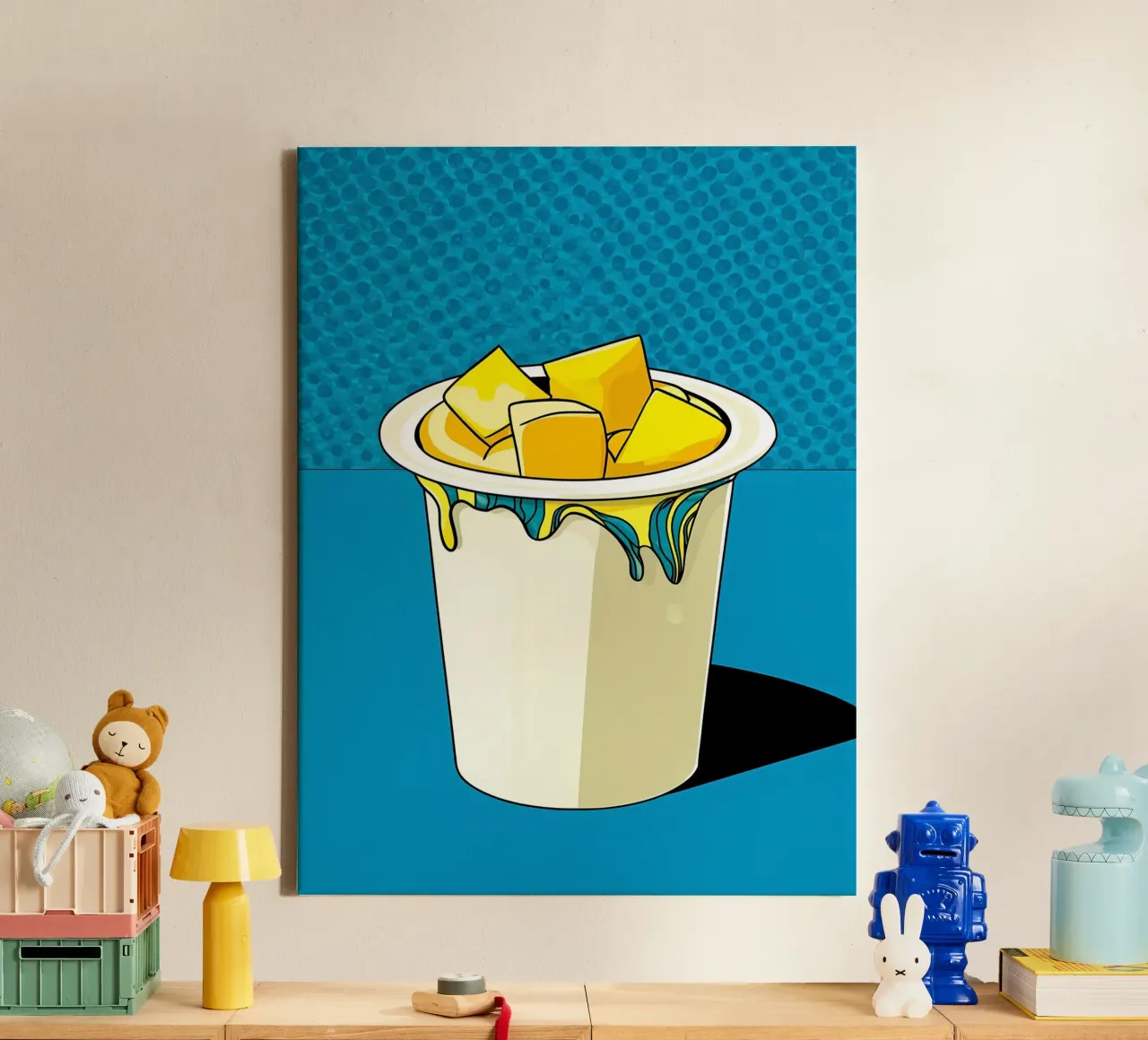 Yogurt - Pop Art tela con Cornice a cassetta da ColorCrash Gallery