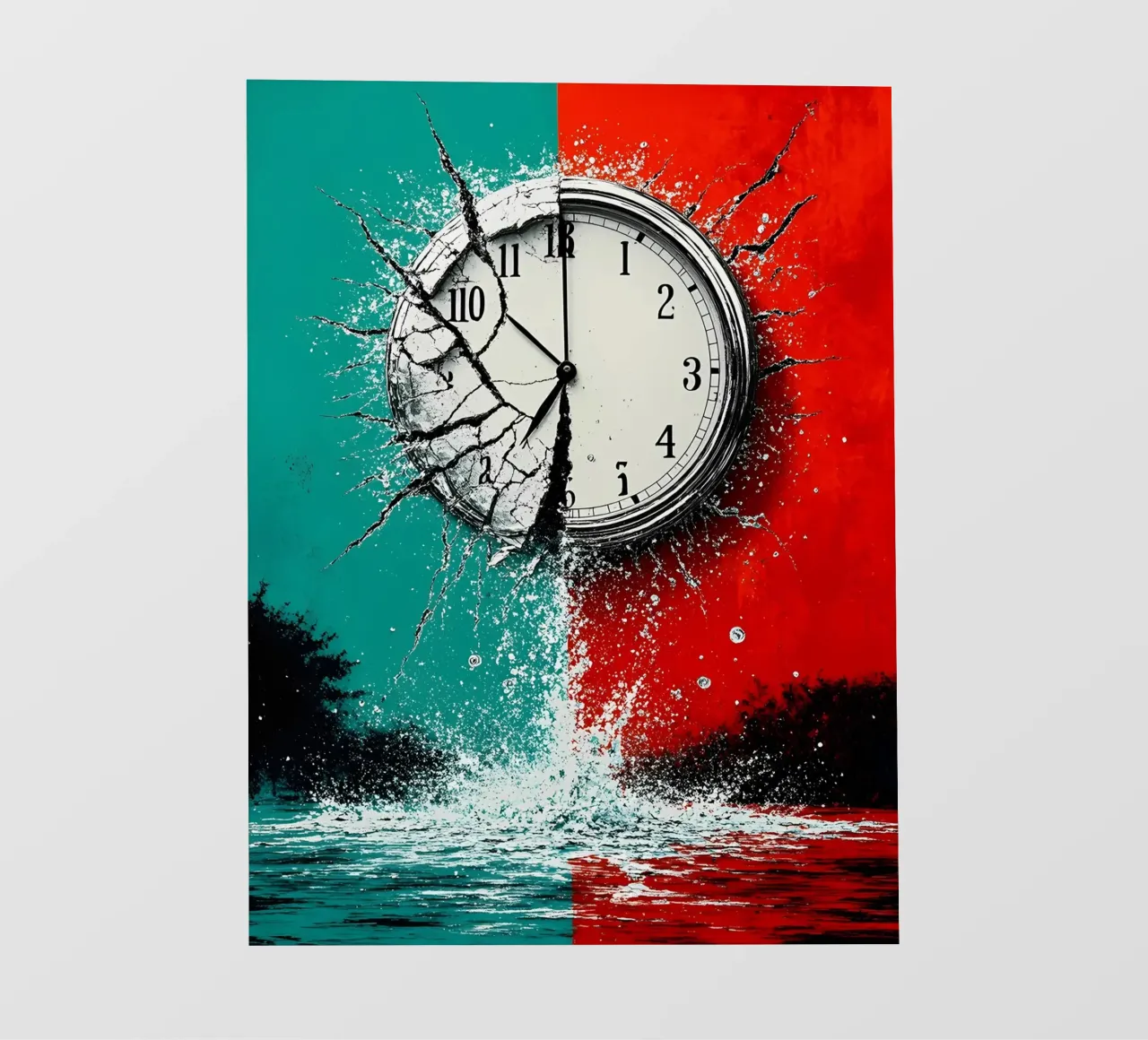 Acqua dall'orologio in frantumi - Pop Art pellicola backlit da ColorCrash Gallery