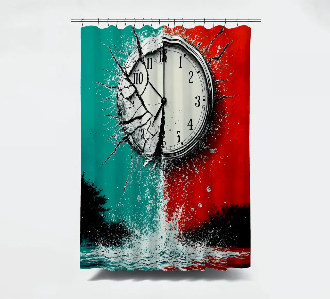Water From Shattered Clock - Pop Art shower curtain by ColorCrash Gallery
