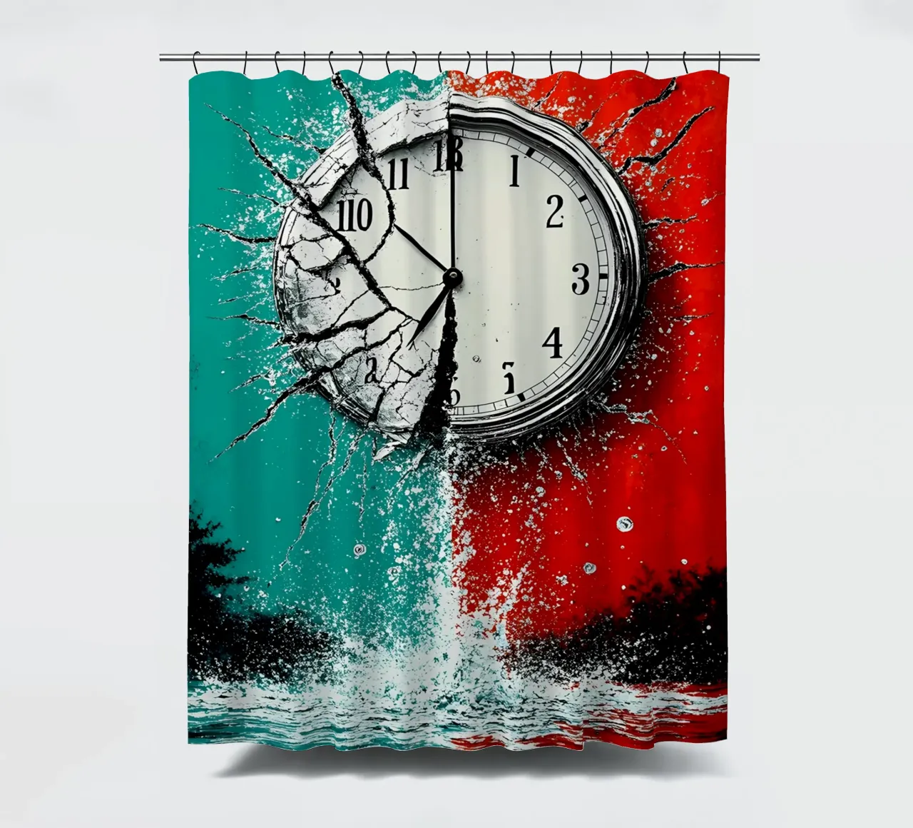 Water From Shattered Clock - Pop Art shower curtain by ColorCrash Gallery