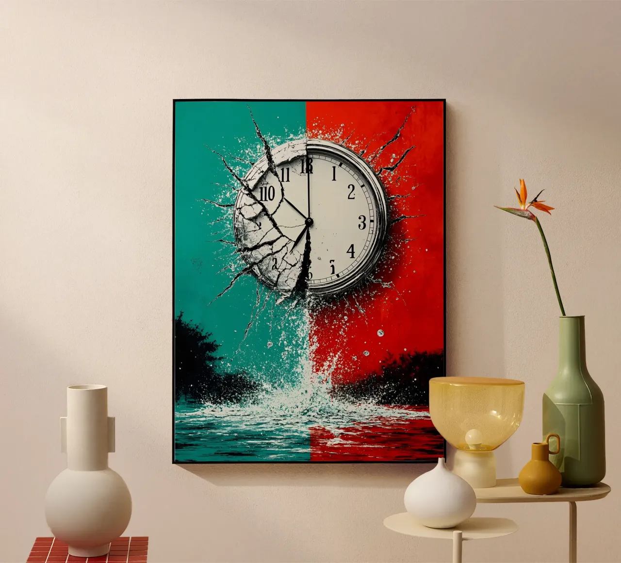 Acqua dall'orologio in frantumi - Pop Art plexiglass da ColorCrash Gallery