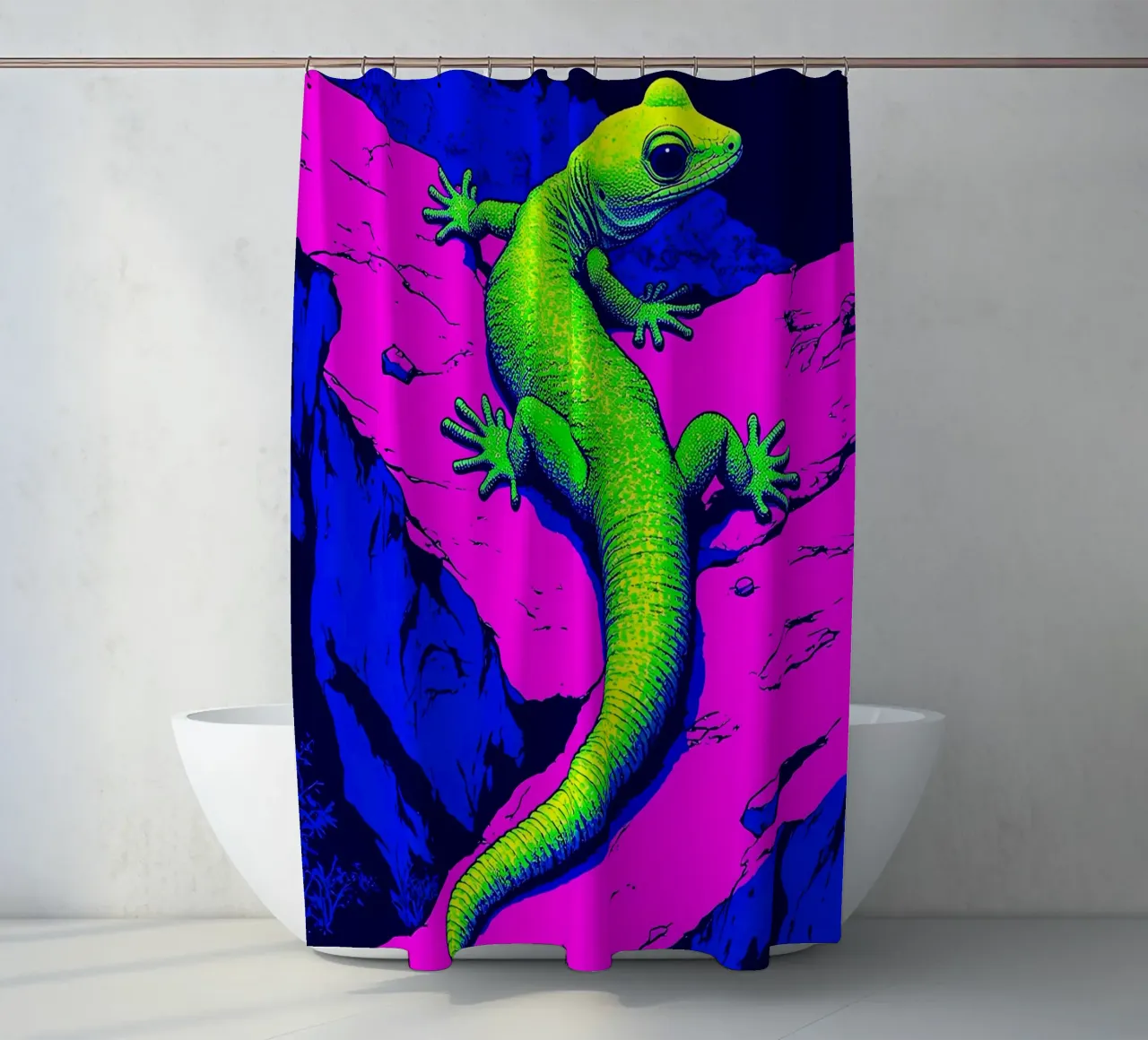 Lucertola - Pop Art tenda da doccia da ColorCrash Gallery
