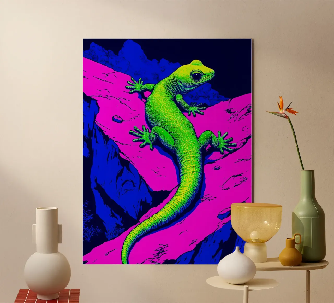 Lucertola - Pop Art alluminio dibond da ColorCrash Gallery