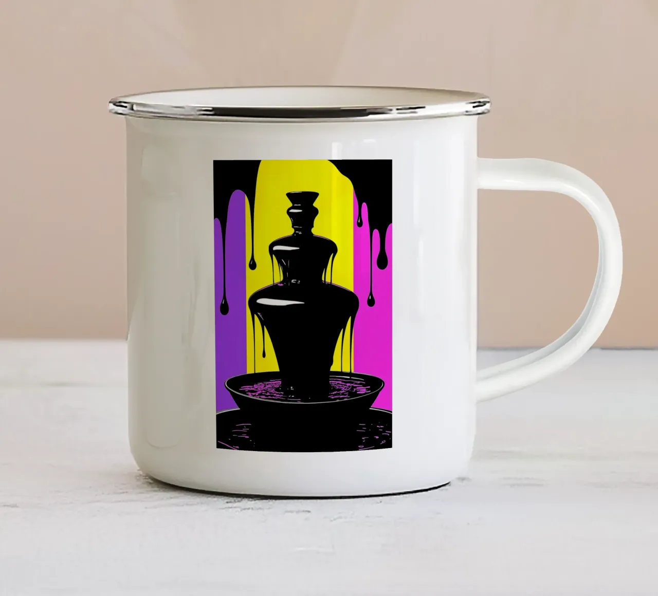Vaso che gocciola - Pop Art tazza in smalto da ColorCrash Gallery