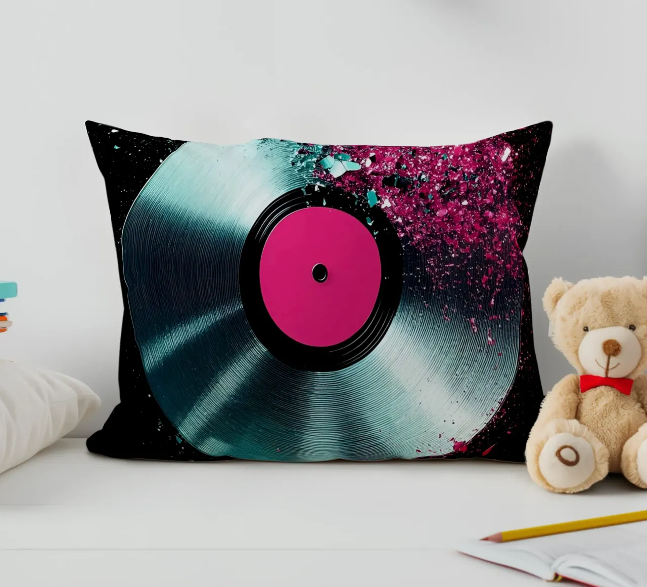 Disco in vinile che si frantuma - Pop Art cuscino da ColorCrash Gallery