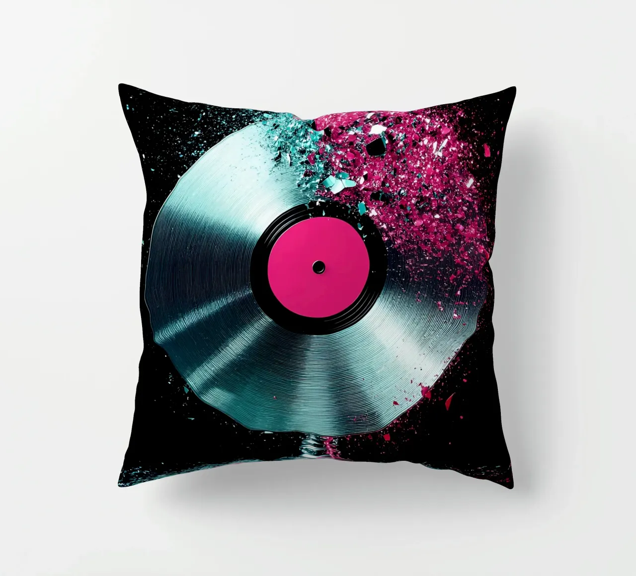 Disco in vinile che si frantuma - Pop Art cuscino da ColorCrash Gallery