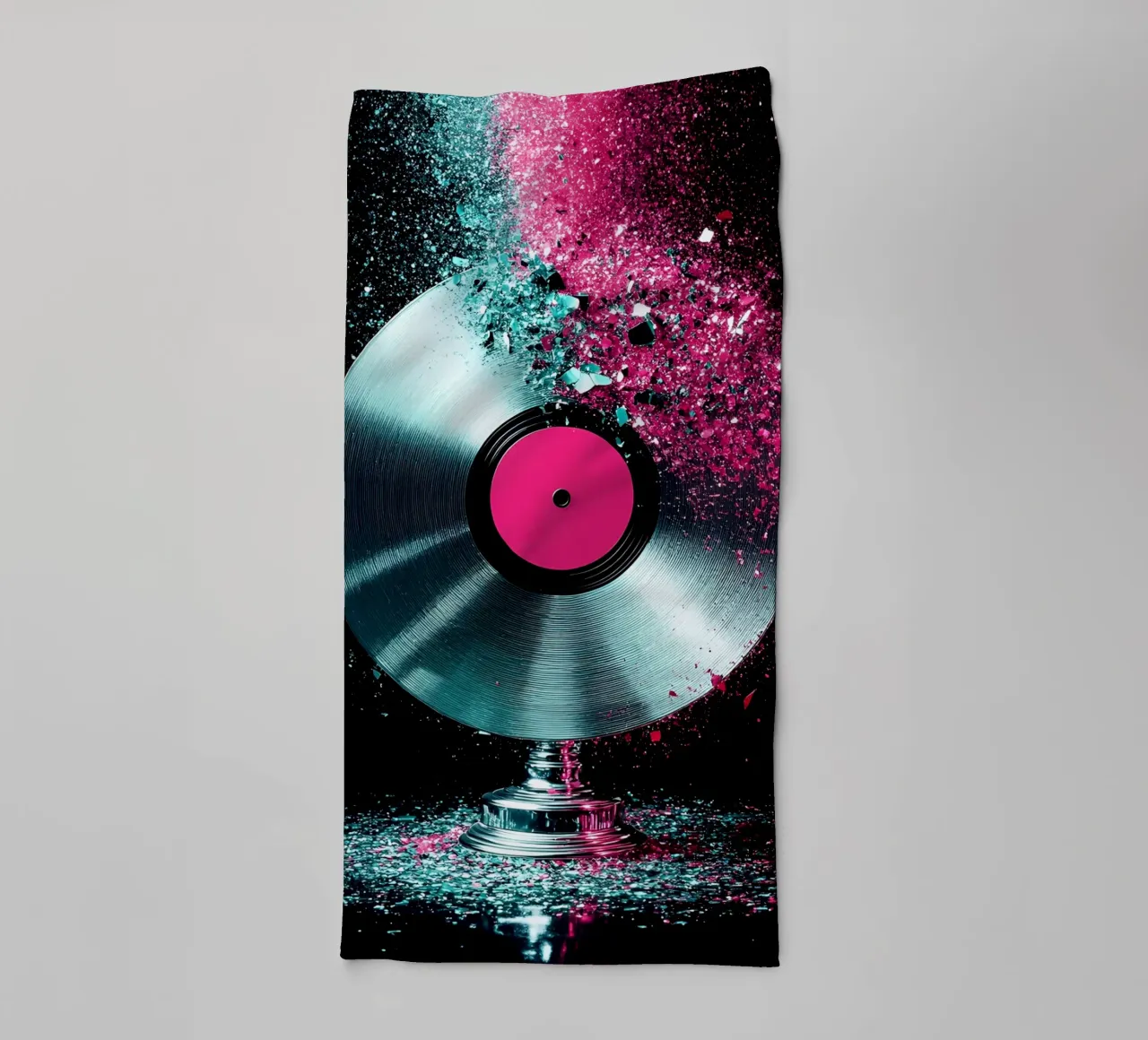 Disco in vinile che si frantuma - Pop Art asciugamano da bagno da ColorCrash Gallery