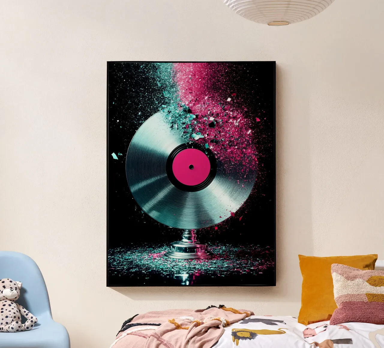 Disco in vinile che si frantuma - Pop Art plexiglass da ColorCrash Gallery