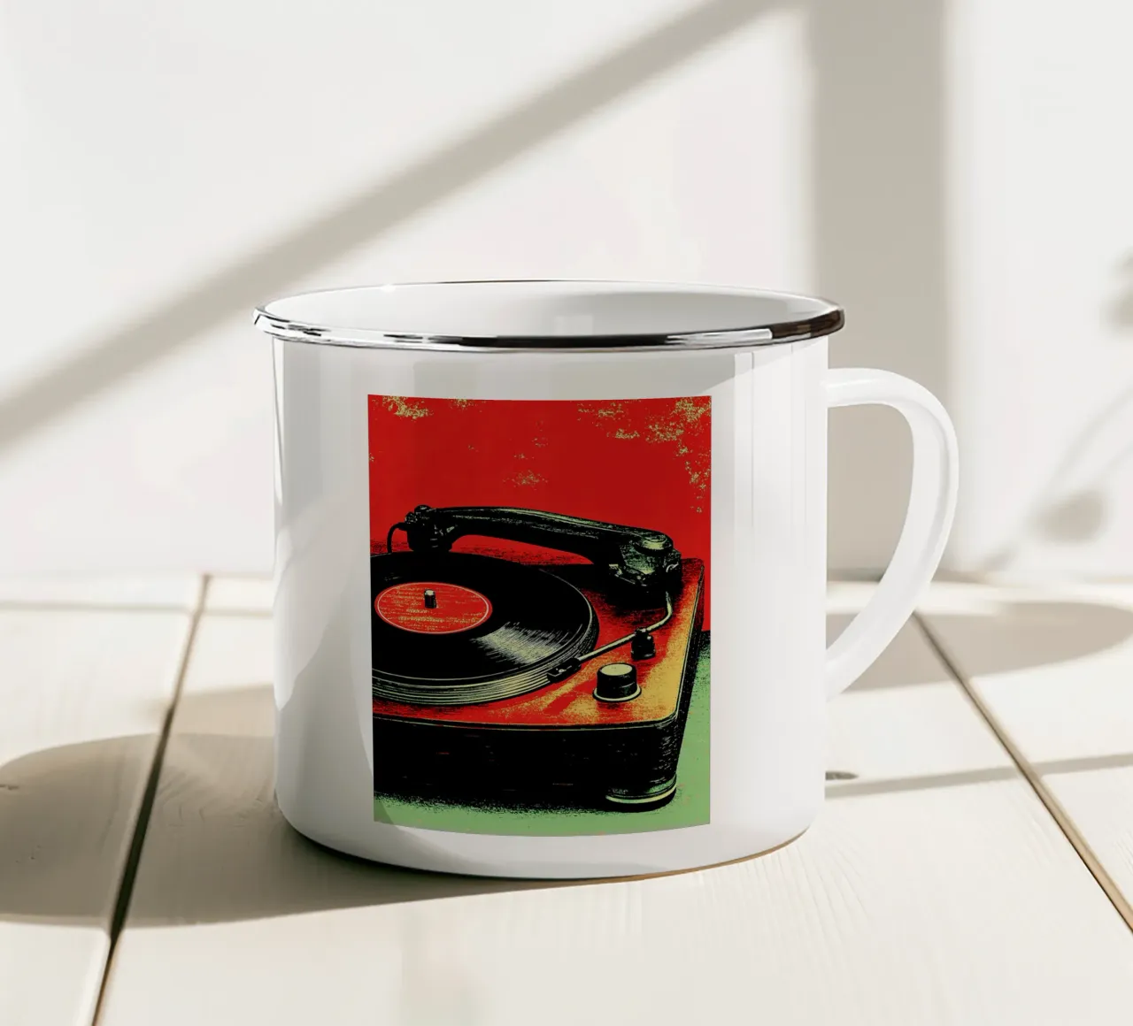 Disco in vinile retrò - Pop Art tazza in smalto da ColorCrash Gallery