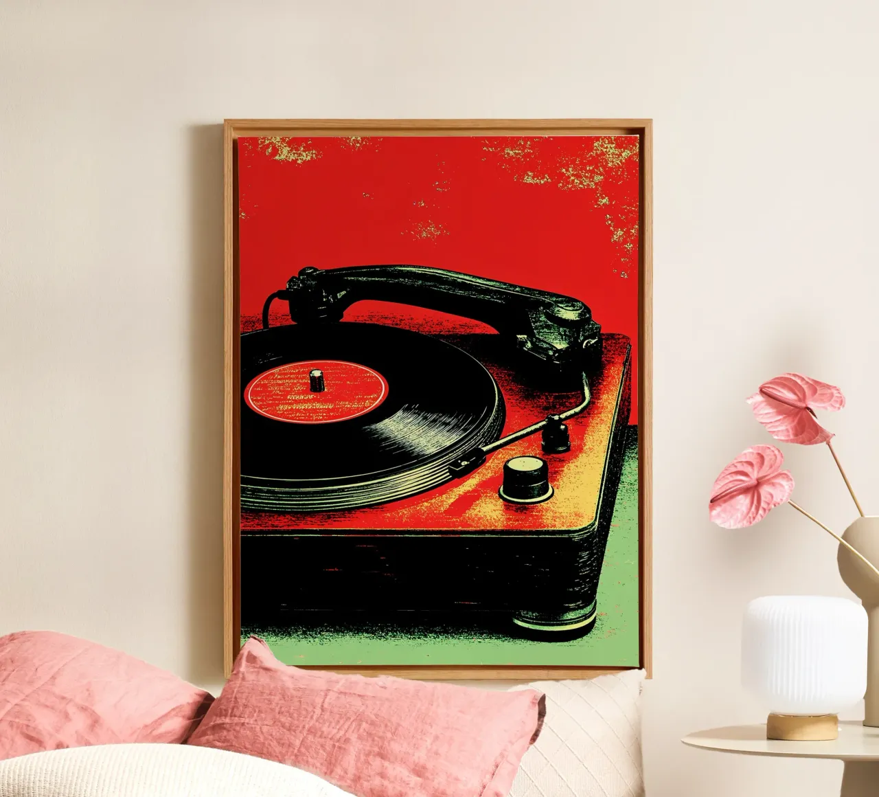 Disco in vinile retrò - Pop Art tela con Cornice a cassetta da ColorCrash Gallery