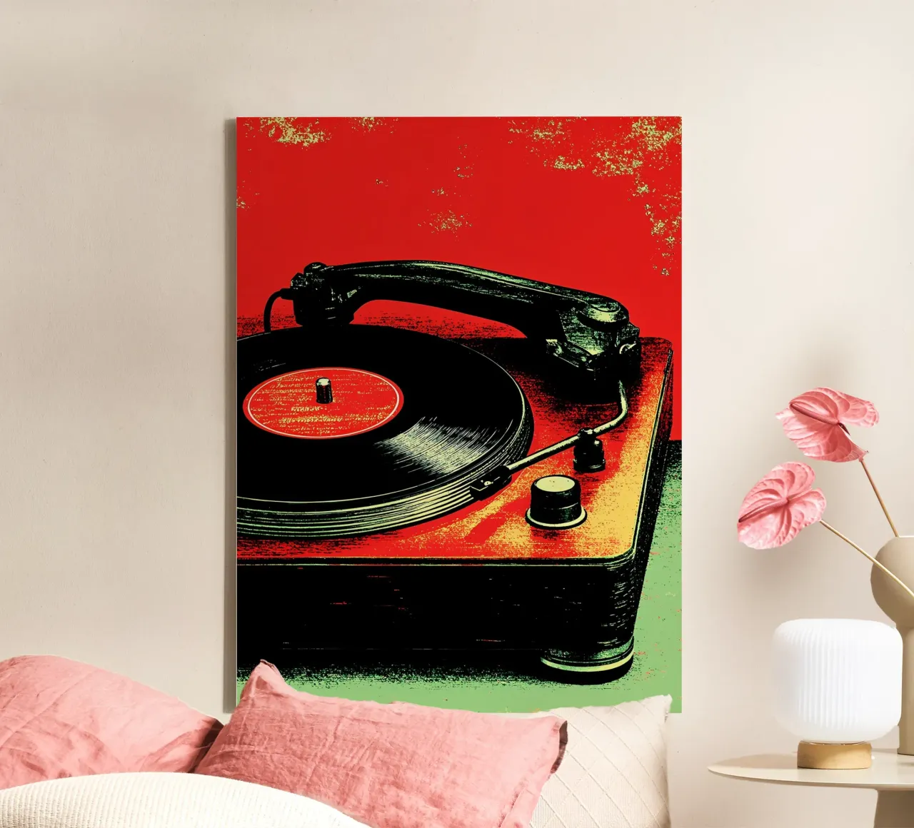 Disco in vinile retrò - Pop Art tela con Cornice a cassetta da ColorCrash Gallery