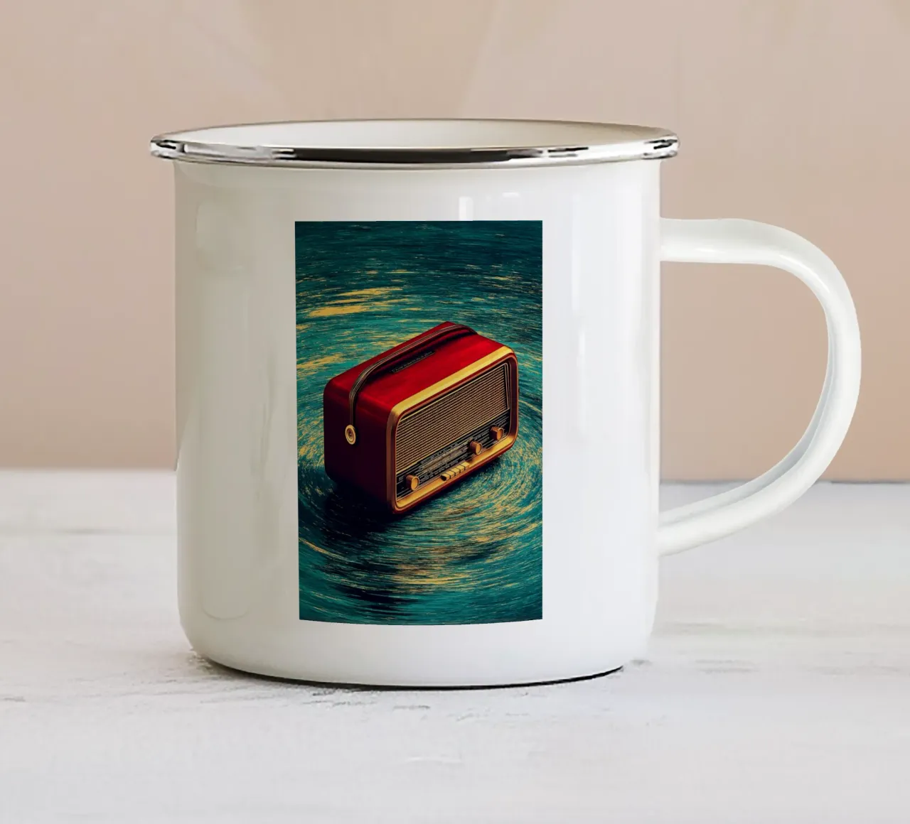 Radio d'epoca - Pop Art tazza in smalto da ColorCrash Gallery