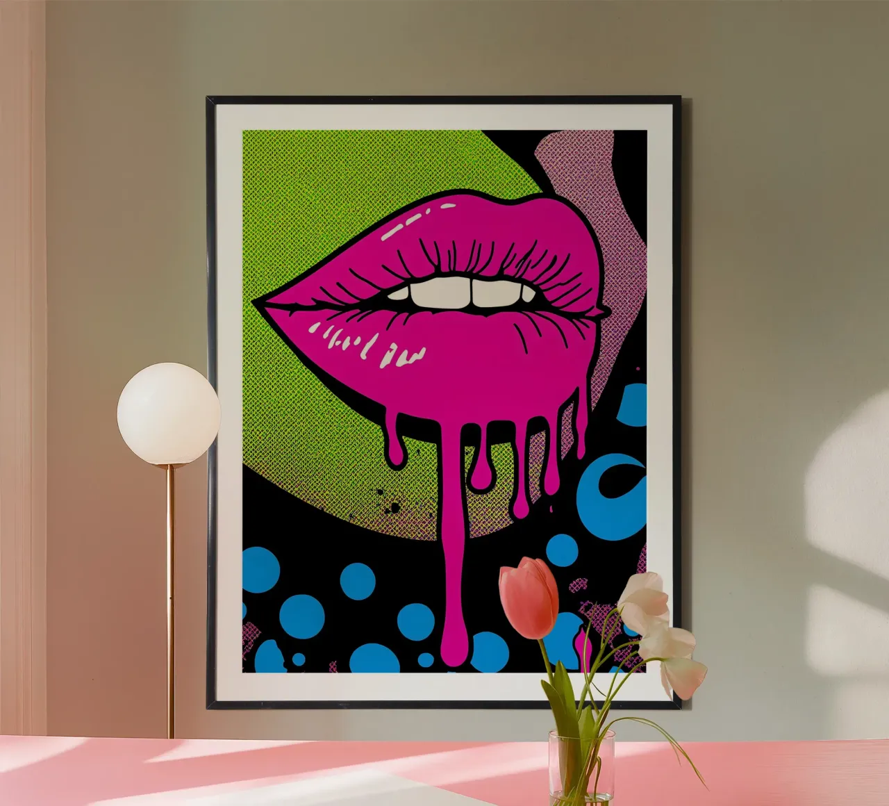 Labbra gocciolanti - Pop Art poster con telaio in plastica da ColorCrash Gallery