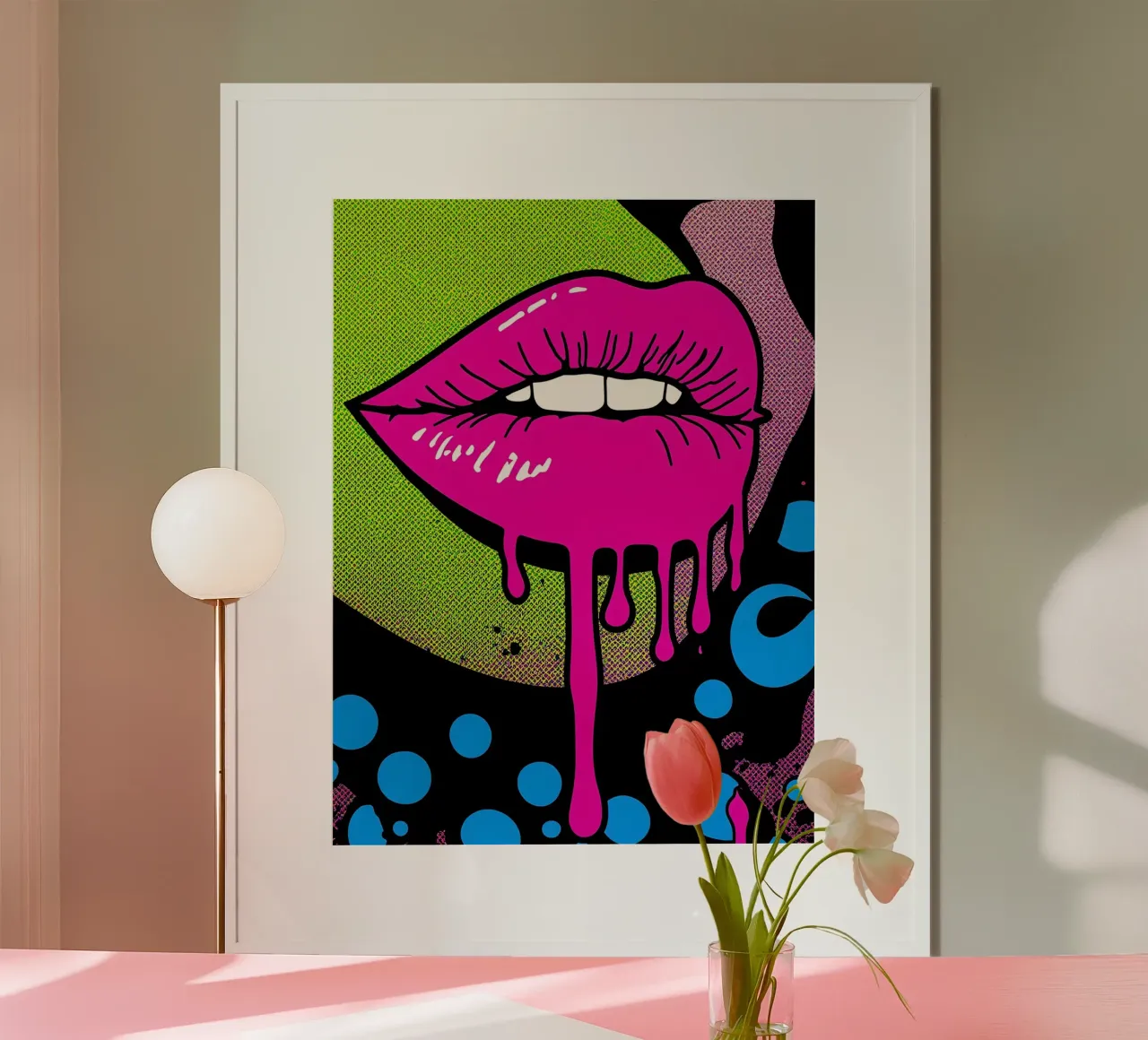 Labbra gocciolanti - Pop Art poster con telaio in plastica da ColorCrash Gallery