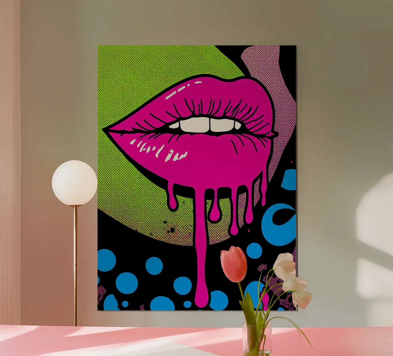 Labbra gocciolanti - Pop Art poster con telaio in plastica da ColorCrash Gallery